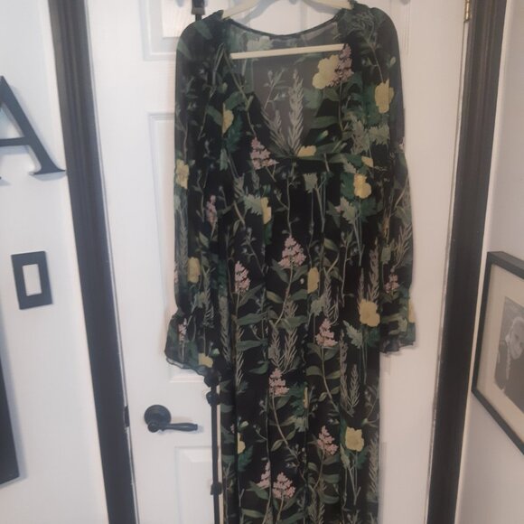 Olivaceous Floral Maxi Dress Size L – Blossom into a Walking Garden Catastrophe! - Picture 1 of 6